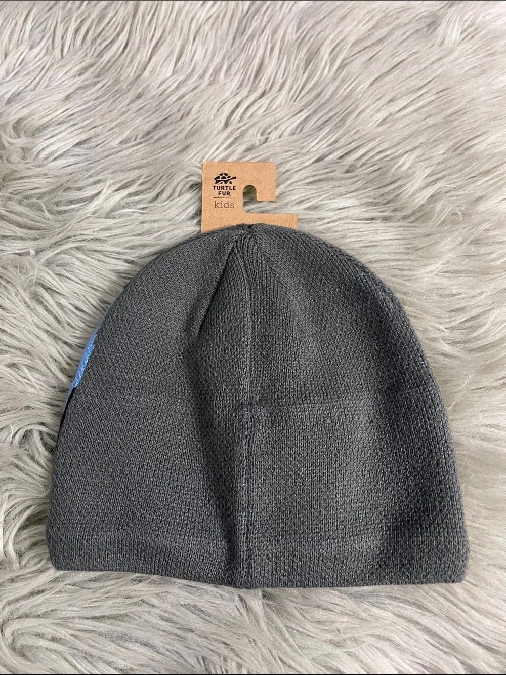 Turtle Fur Kids Gray & Blue Dinosaur Knit Beanie
